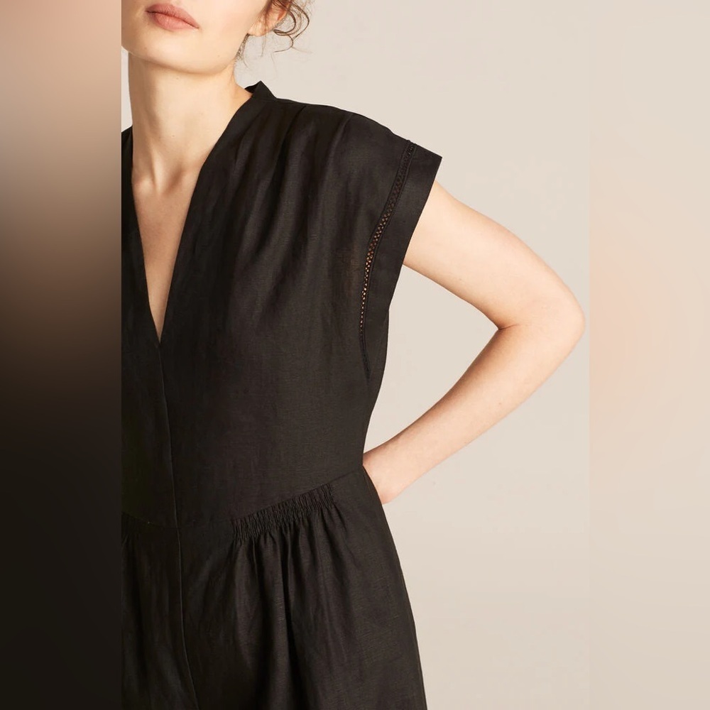 Rebecca Taylor Classic Black Linen Jumpsuit SOLDOUT - Picture 2 of 7